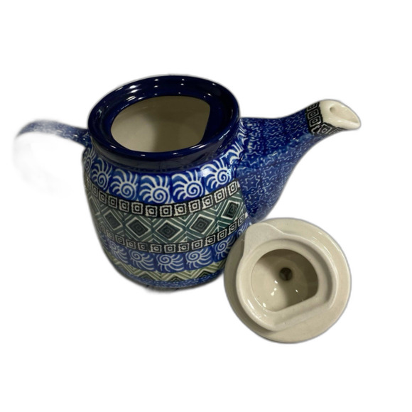 Polish Pottery Teacup and Saucer Hand Made Tea Pot with Lid Matching A.W-164 - Picture 12 of 12